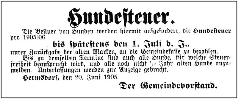 1905-06-20 Hdf Hundesteuer